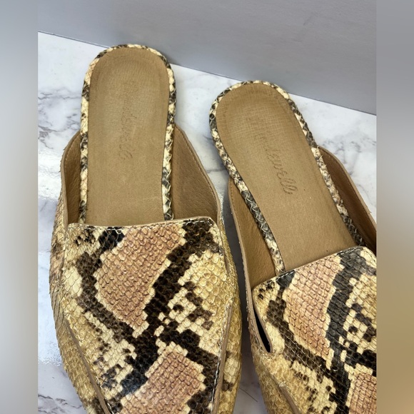 Madewell Snake Print Leather Pointed Toe Mules Slides Size 9 - Picture 3 of 4